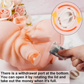 Wide 1.6-inch coin slot on H&W piggy bank for deposits