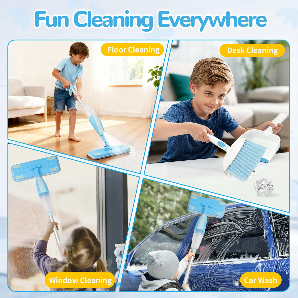 HWZ Mini spray mop delivers realistic cleaning action without batteries