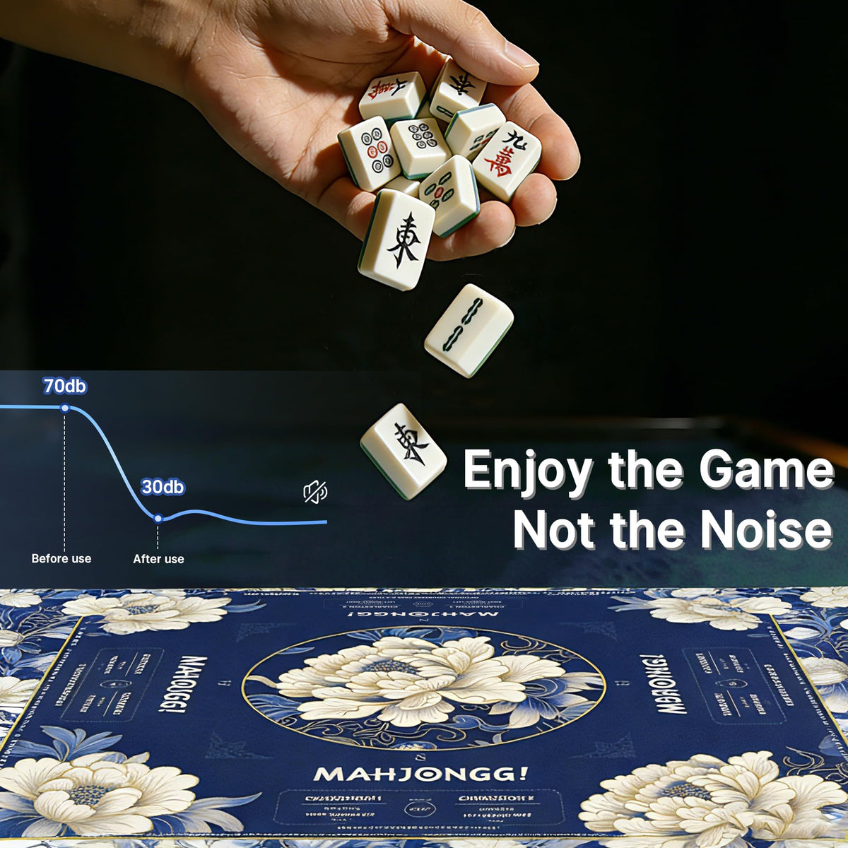 HWZ Mahjong mat features waterproof top surface for easy spills cleanup