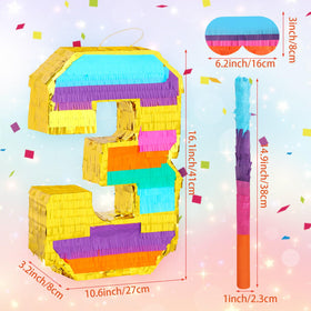 Hxezoc rainbow number 3 pinata blindfold for classic party game