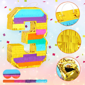 Hxezoc rainbow number 3 pinata hanging strap for secure display