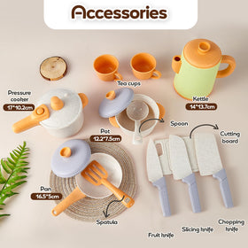 HYAKIDS frying pan with bright finish encouraging creative cooking play.