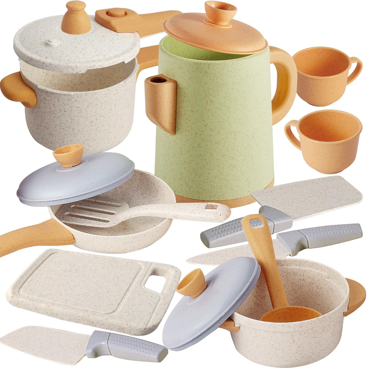 HYAKIDS kettle for imaginative pretend tea time with durable plastic design.