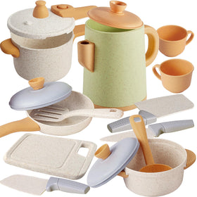 HYAKIDS kettle for imaginative pretend tea time with durable plastic design.