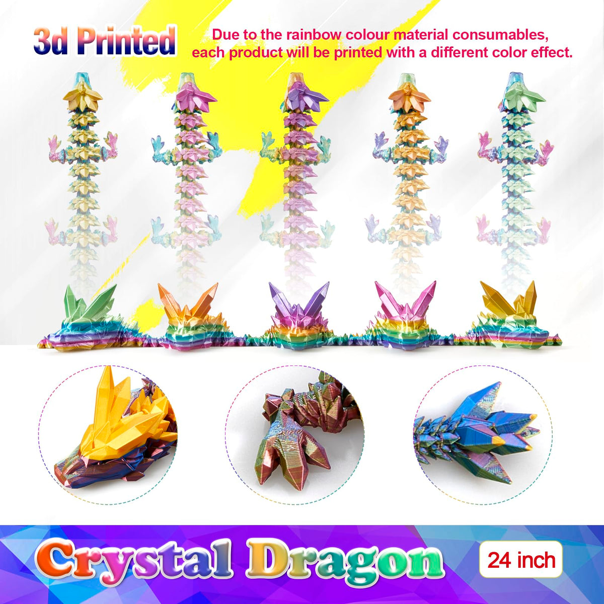 HyBaiS 24-inch dragon neck pose, expressive character for room decor.