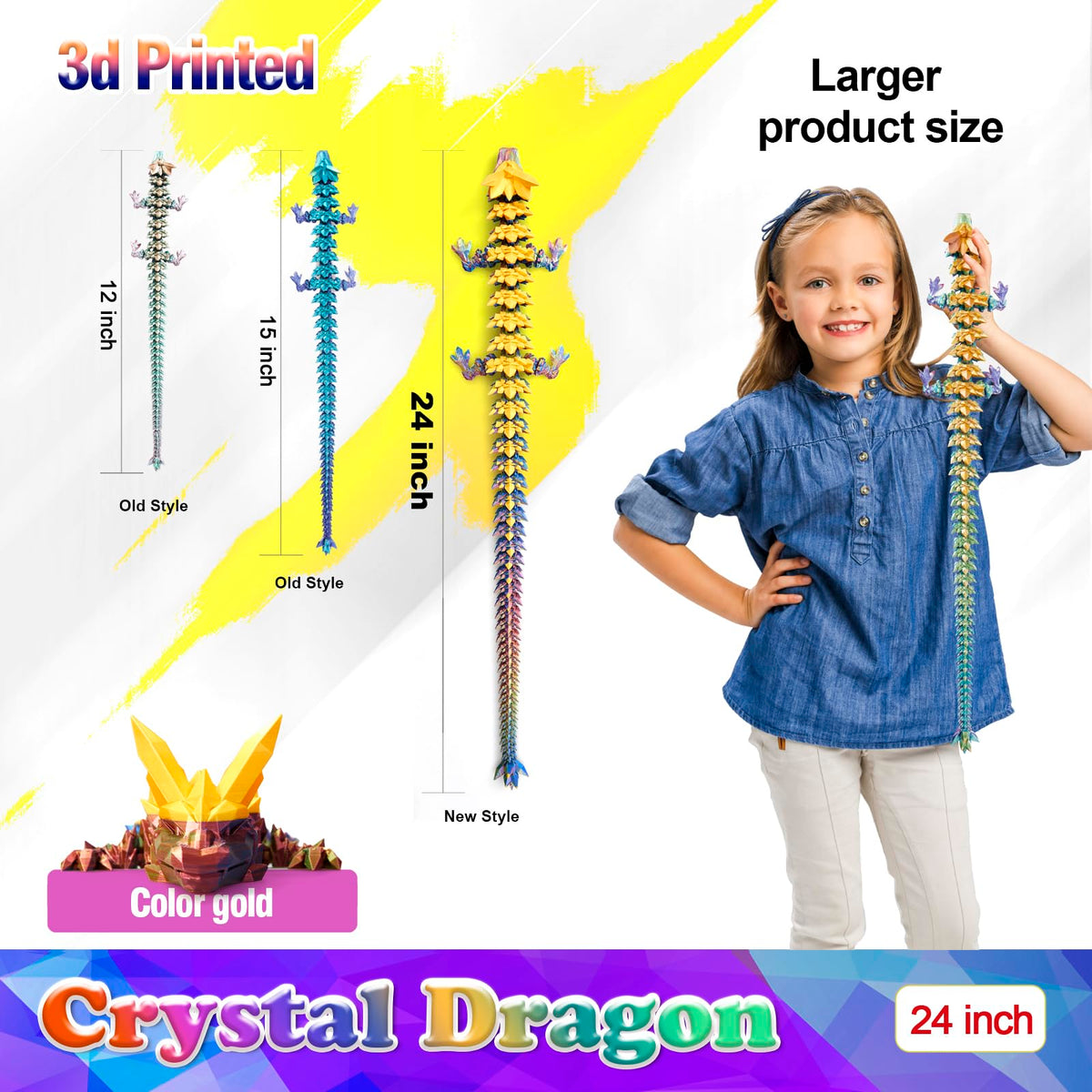 HyBaiS 24-inch dragon side pose, ideal for dynamic display and photos.