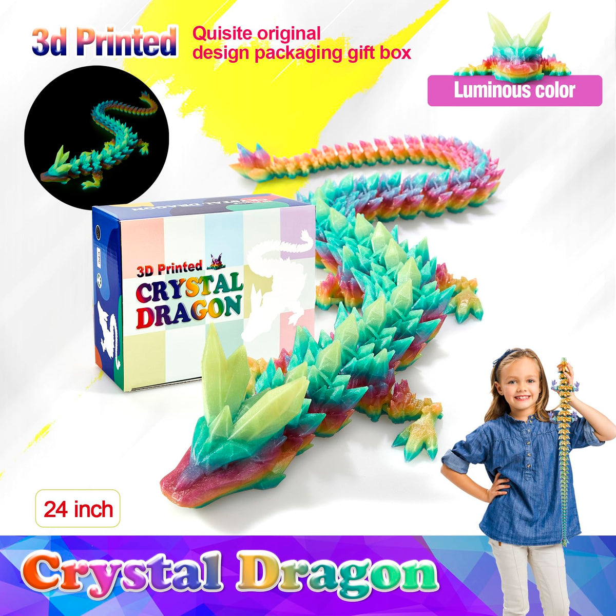 HyBaiS luminous rainbow dragon decor adds color and whimsy to desks.