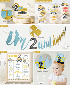 HYCSANBAO construction 2nd birthday crown adds a cute celebratory touch