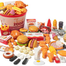 Hydeem 80-pcs pretend play food pizza, inspires imaginative play and social interaction.