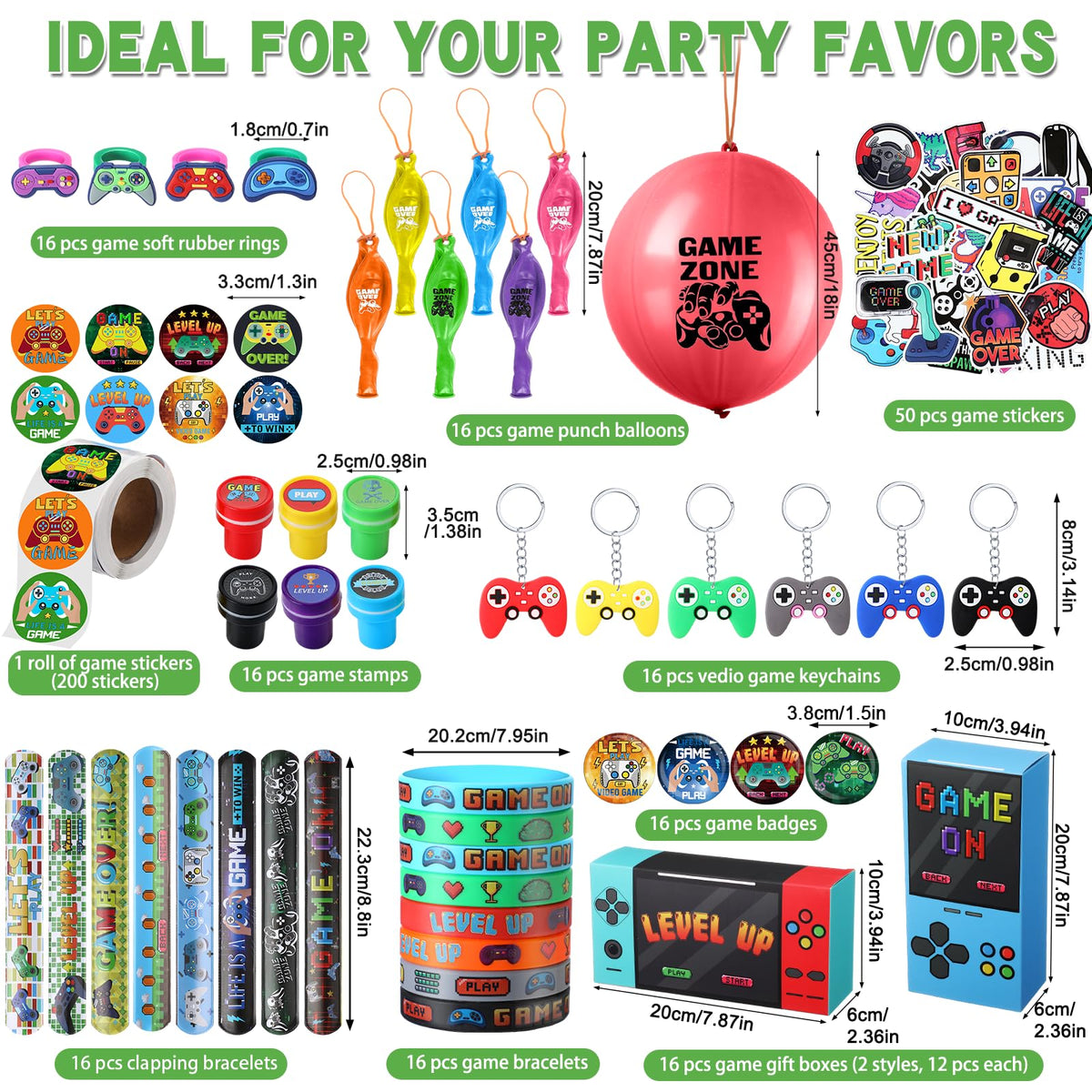 HyDren 179 Pcs punch balloons with game icons for lively party entertainment