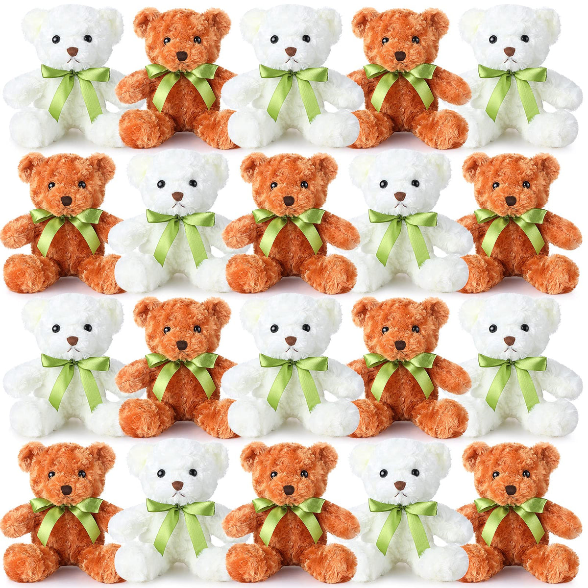 HyDren 10-inch brown bear plush with green bow, soft for kids