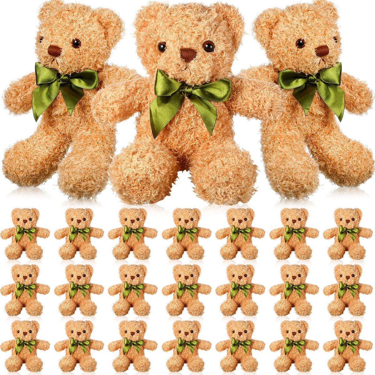 HyDren 24-pack brown plush bears, soft and cuddly for kids' play.
