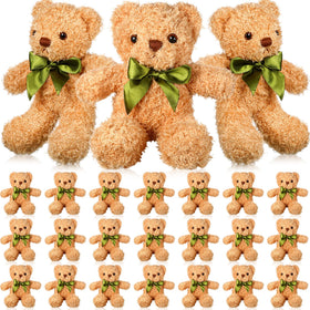 HyDren 24-pack brown plush bears, soft and cuddly for kids' play.