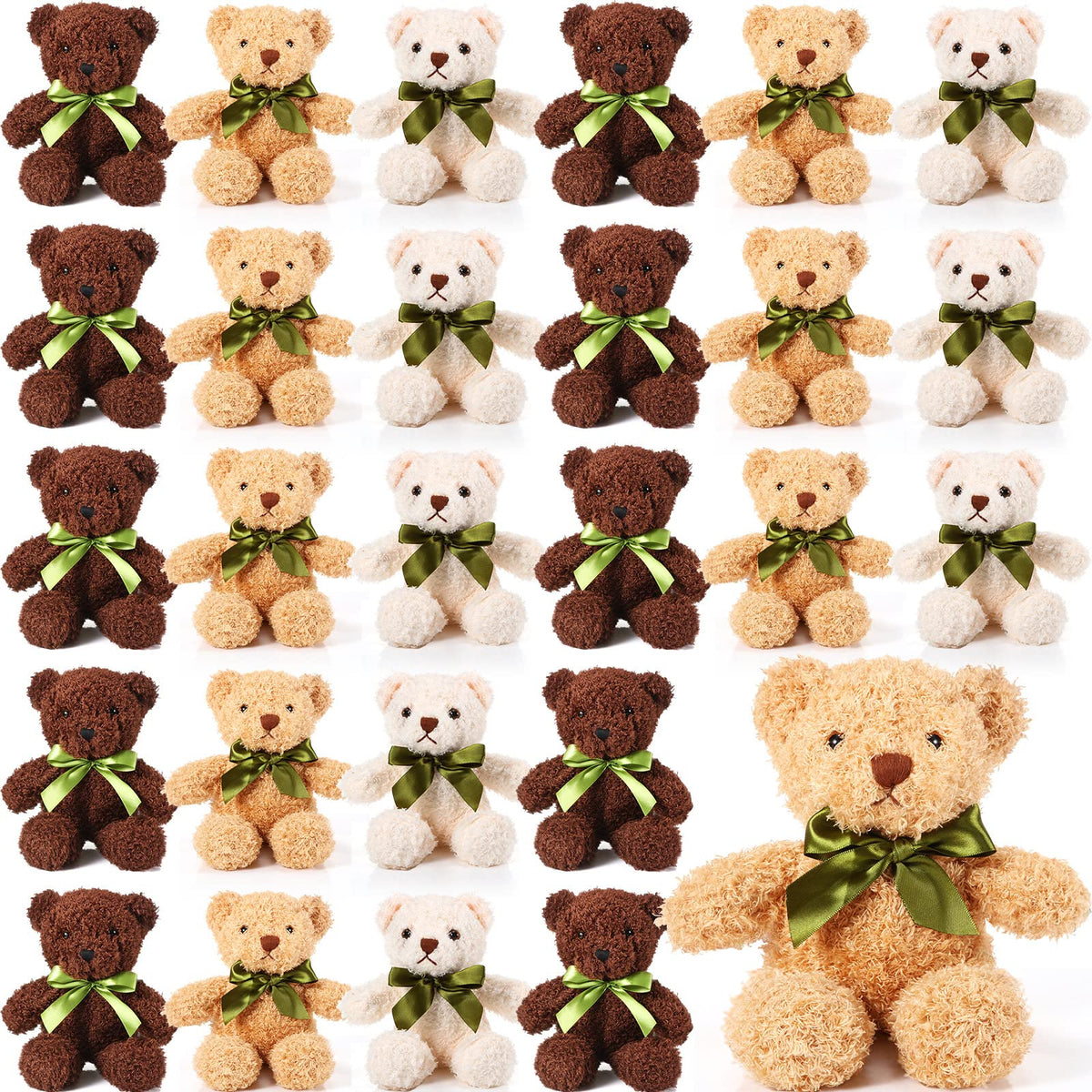 HyDren 36-pack plush bears with soft fur, ideal for baby showers or party favors.