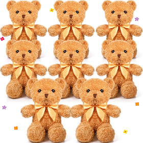 HyDren brown bear plush 12-inch with bow tie, soft and cuddly