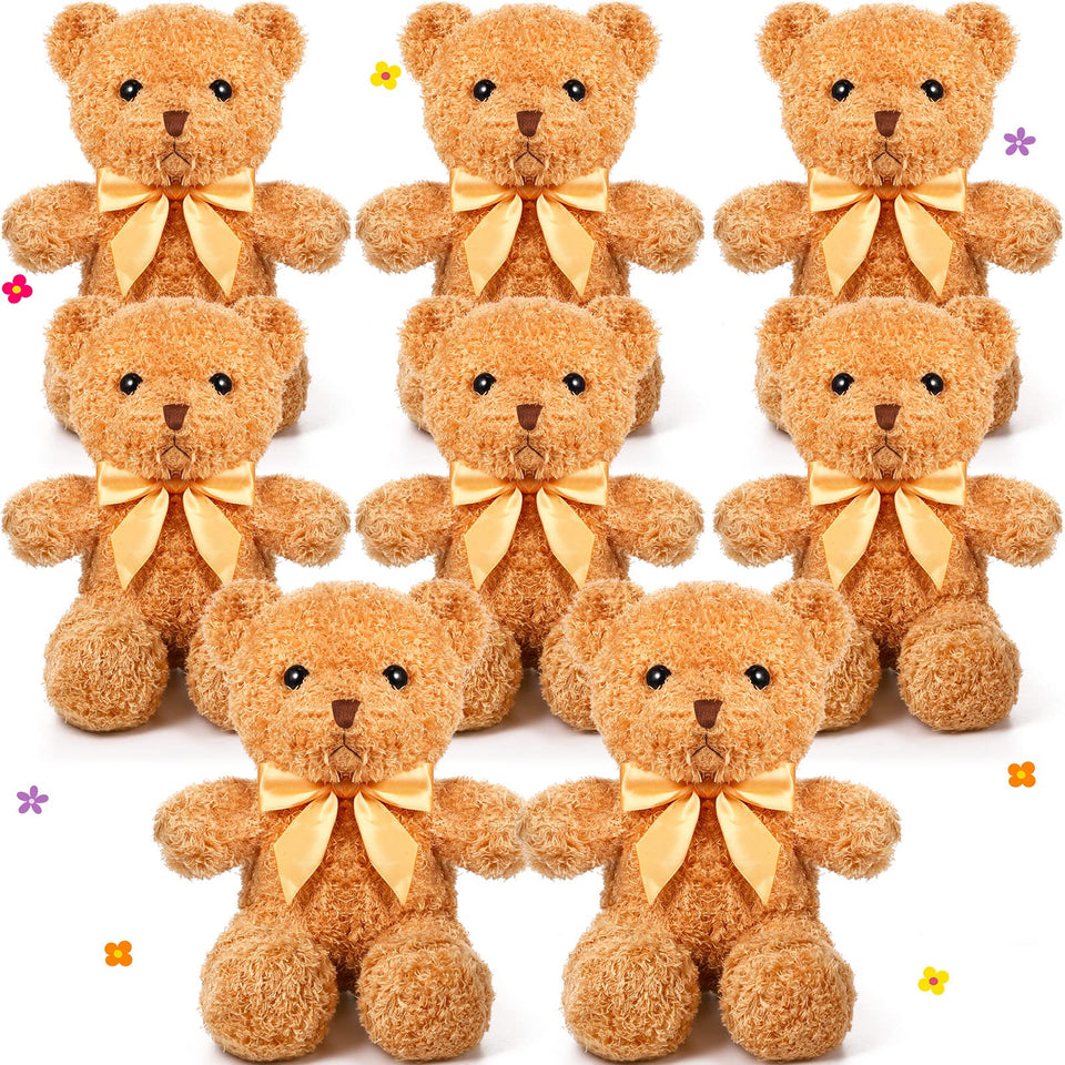 HyDren brown bear plush 12-inch with bow tie, soft and cuddly