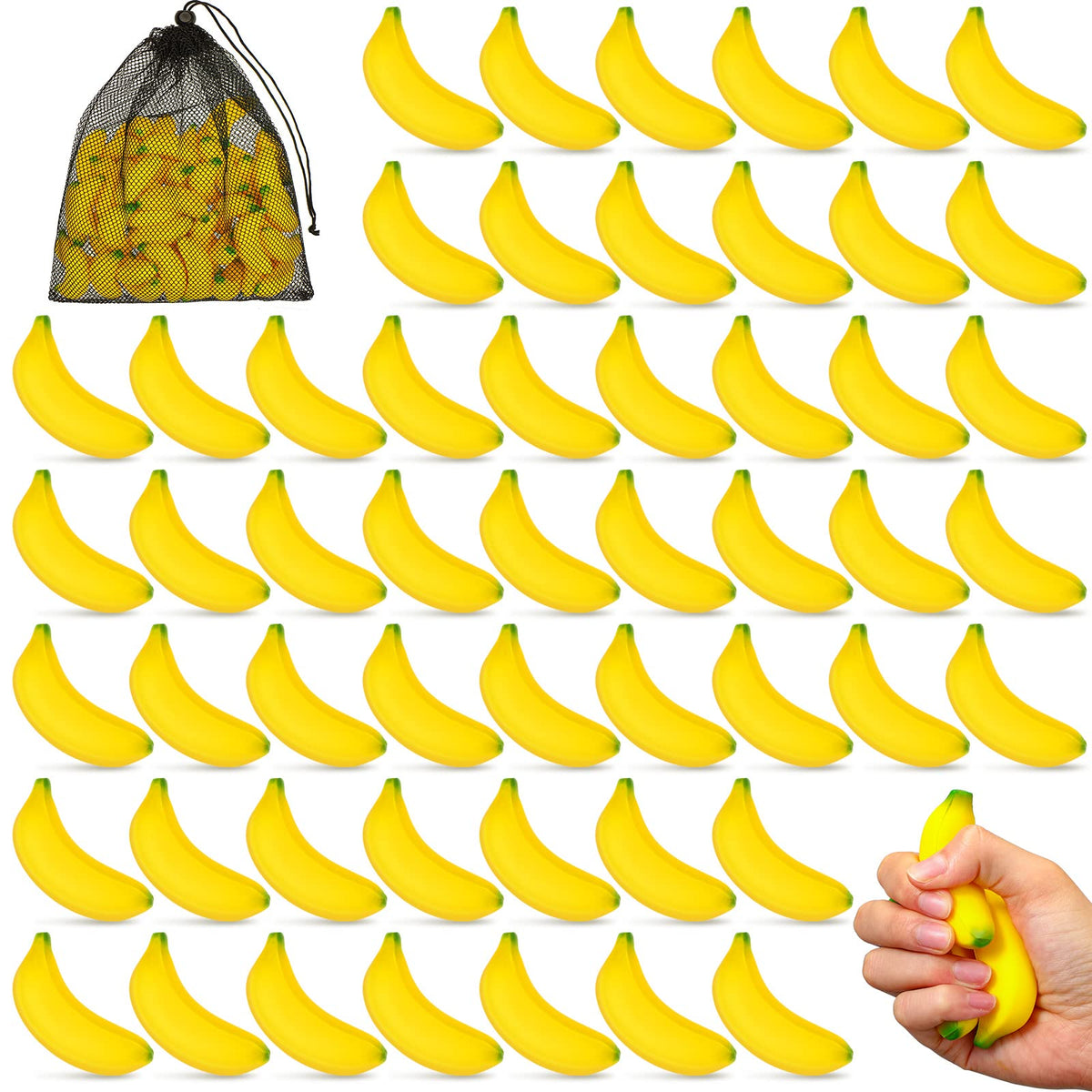 HyDren banana stress toy set in a 50-pack for quick stress relief