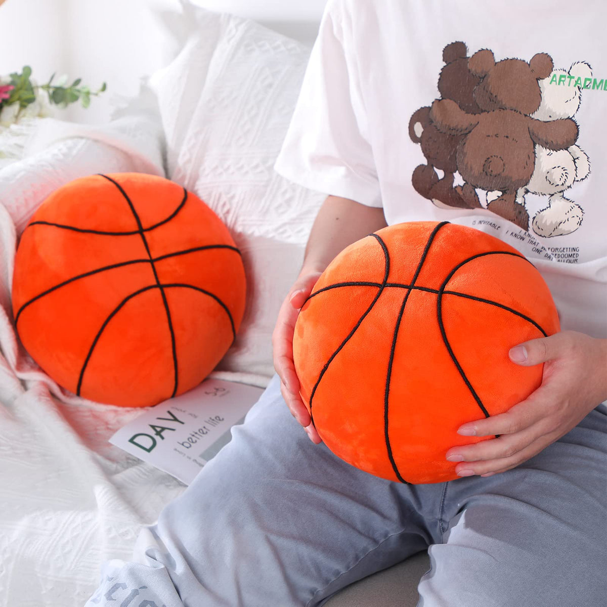 HyDren two-pack pillow used as nursery decor for sports-themed room.