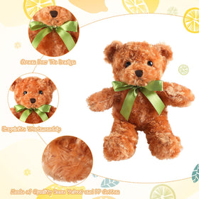 HyDren bear plush with green bow detail for cute decor