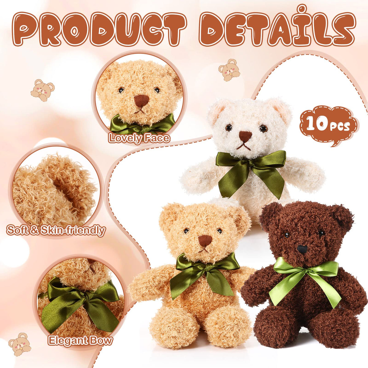 HyDren bulk plush bears in multiple colors, great for gifting and decorations.