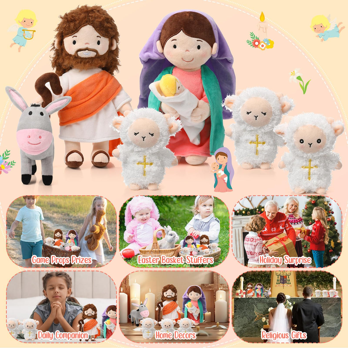 HyDren full 6-piece Christian plush set for gifting and display