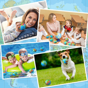 Earth-themed decor for science parties and desk accents using HyDren balls.