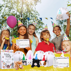 HyDren eight plush cats as colorful party favors