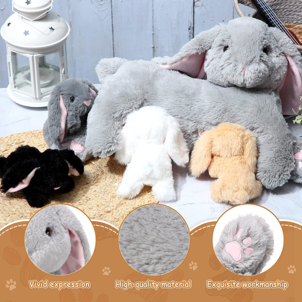 HyDren four baby rabbits about 5 inches tall, perfect tiny-hand playmates.