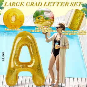 HyDren giant graduation letters in gold and clear sparkle