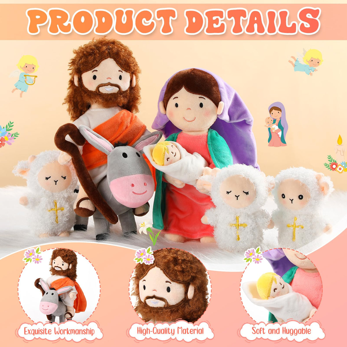 HyDren Jesus plush holding a staff, a comforting faith-inspired toy
