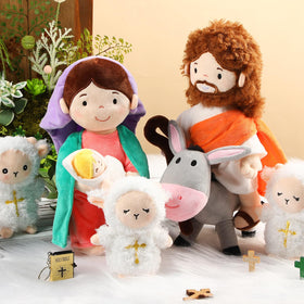 HyDren lambs with cross embroidery plush detail for tactile engagement