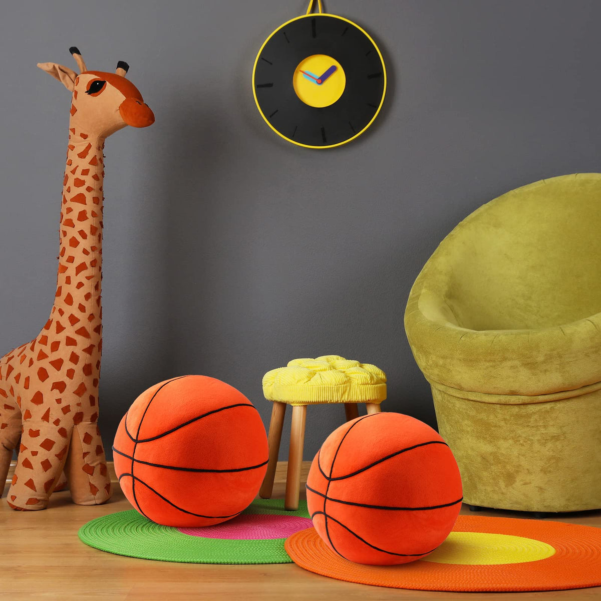 HyDren 8.7-inch plush basketball pillow held by child for cozy play.