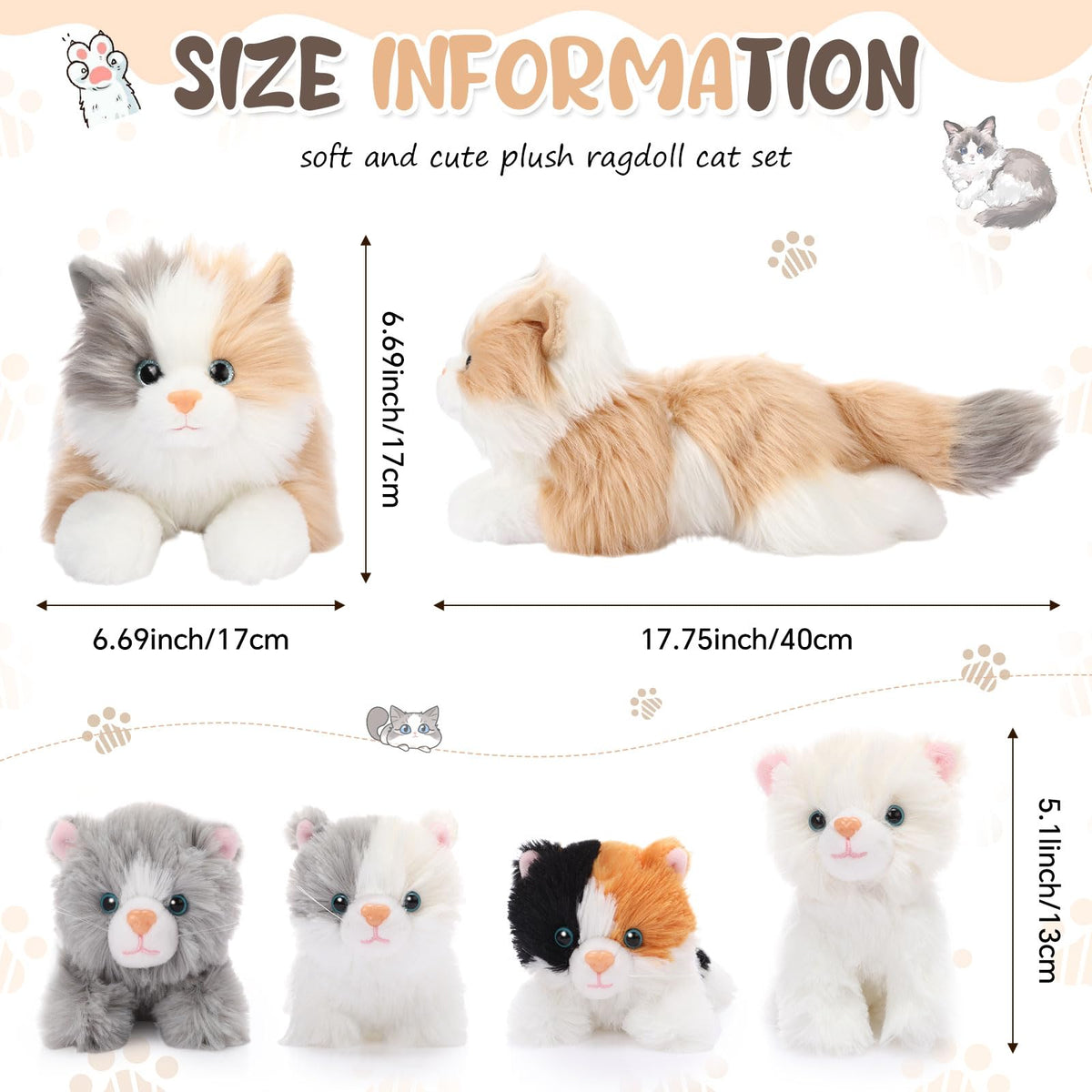 HyDren ragdoll cat set: four kittens tucked in mother's belly via zipper.