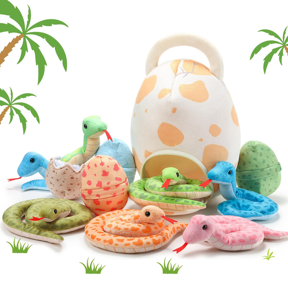 HyDren snake plush set displayed together for imaginative play and storytelling.