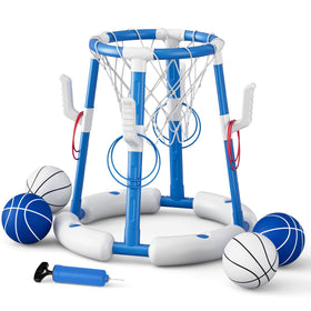 HYES 2-in-1 pool hoop floats on water for family pool games.