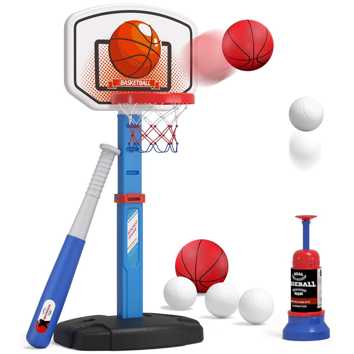 HYES 2-in-1 basketball hoop offers durable indoor-outdoor play for growing kids.
