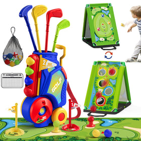 HYES 3 in 1 toddler golf set with cart, easy transport for outdoor play