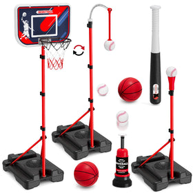 HYES 4 in 1 basketball hoop image shows durable indoor/outdoor fun.