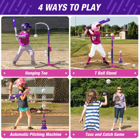 HYES 4-in-1 t-ball stand adjusts height for growing players.