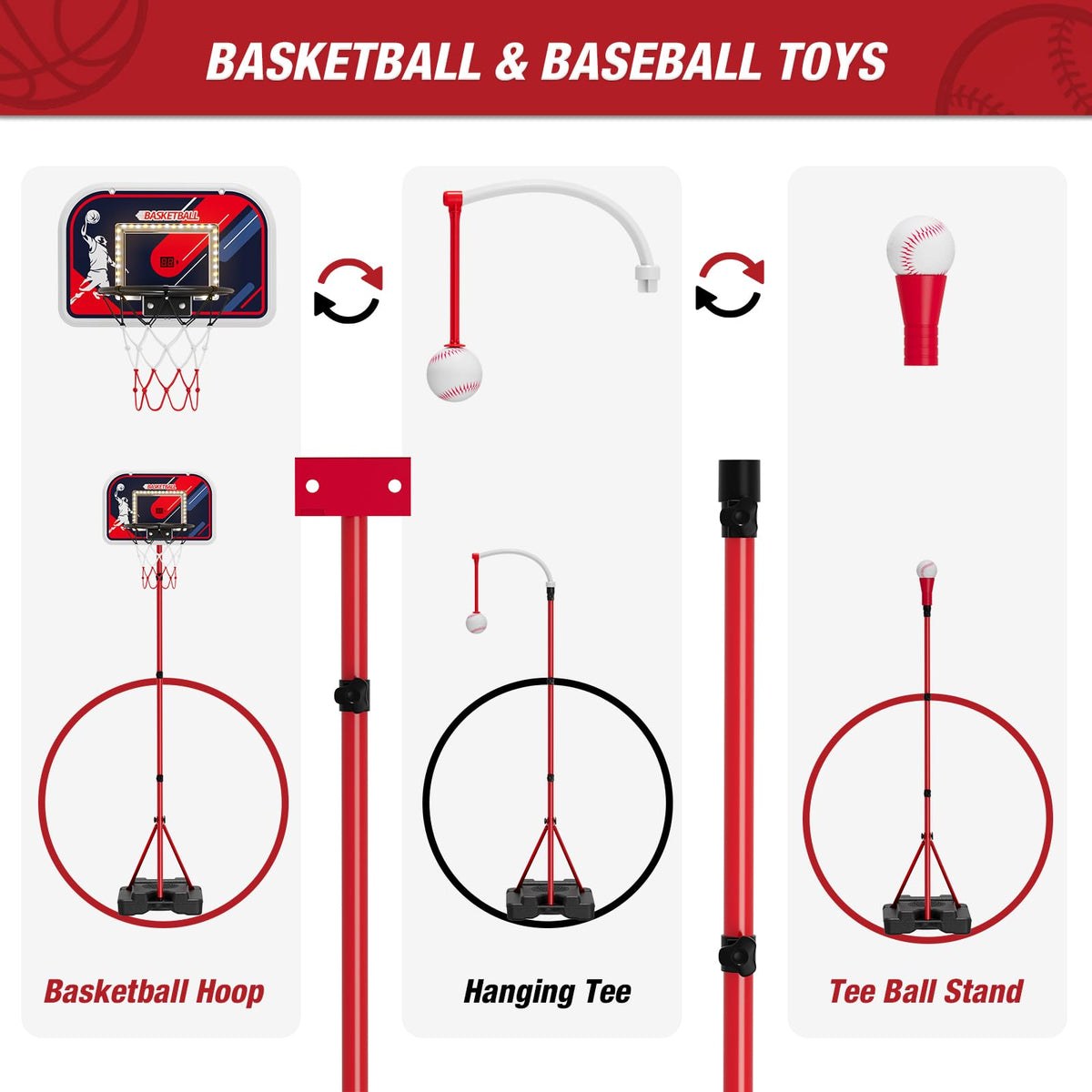 HYES adjustable T-ball height to grow with kids