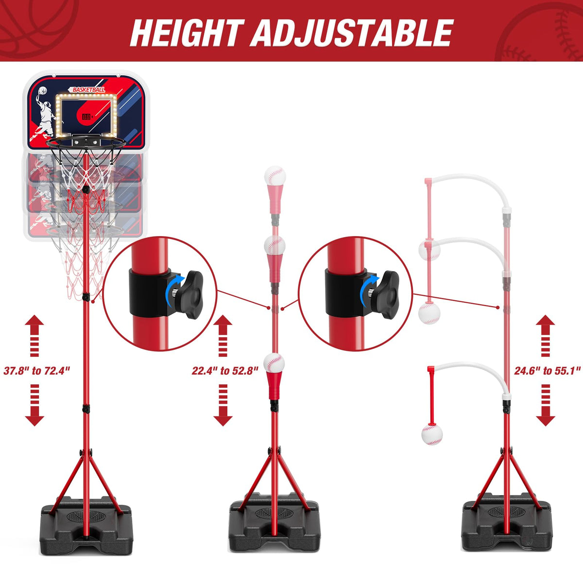 HYES hanging tee with self-stick baseballs for hitting drills