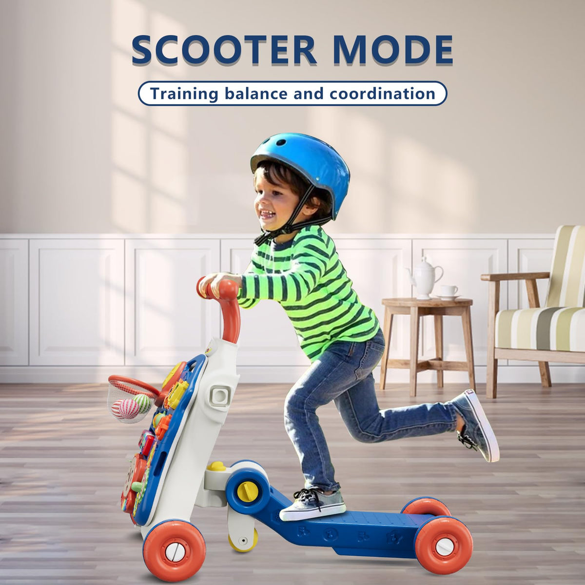 HYES 5-in-1 blue push walker ABS material and safety tested