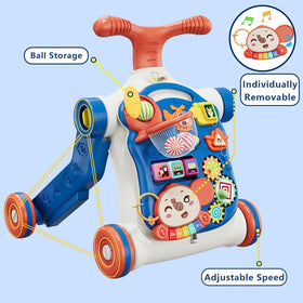 HYES 5-in-1 blue push walker activity center for color and rhythm learning