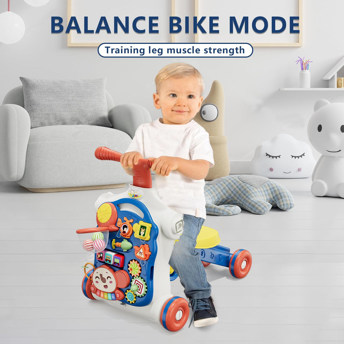 HYES 5-in-1 blue push walker triangular frame for stable steps