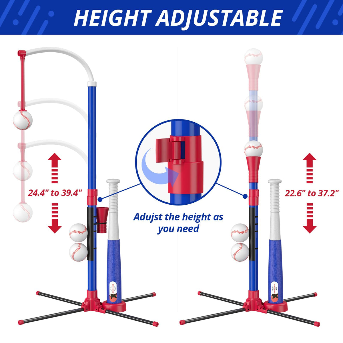 HYES retractable-bat saves space for compact storage after play.