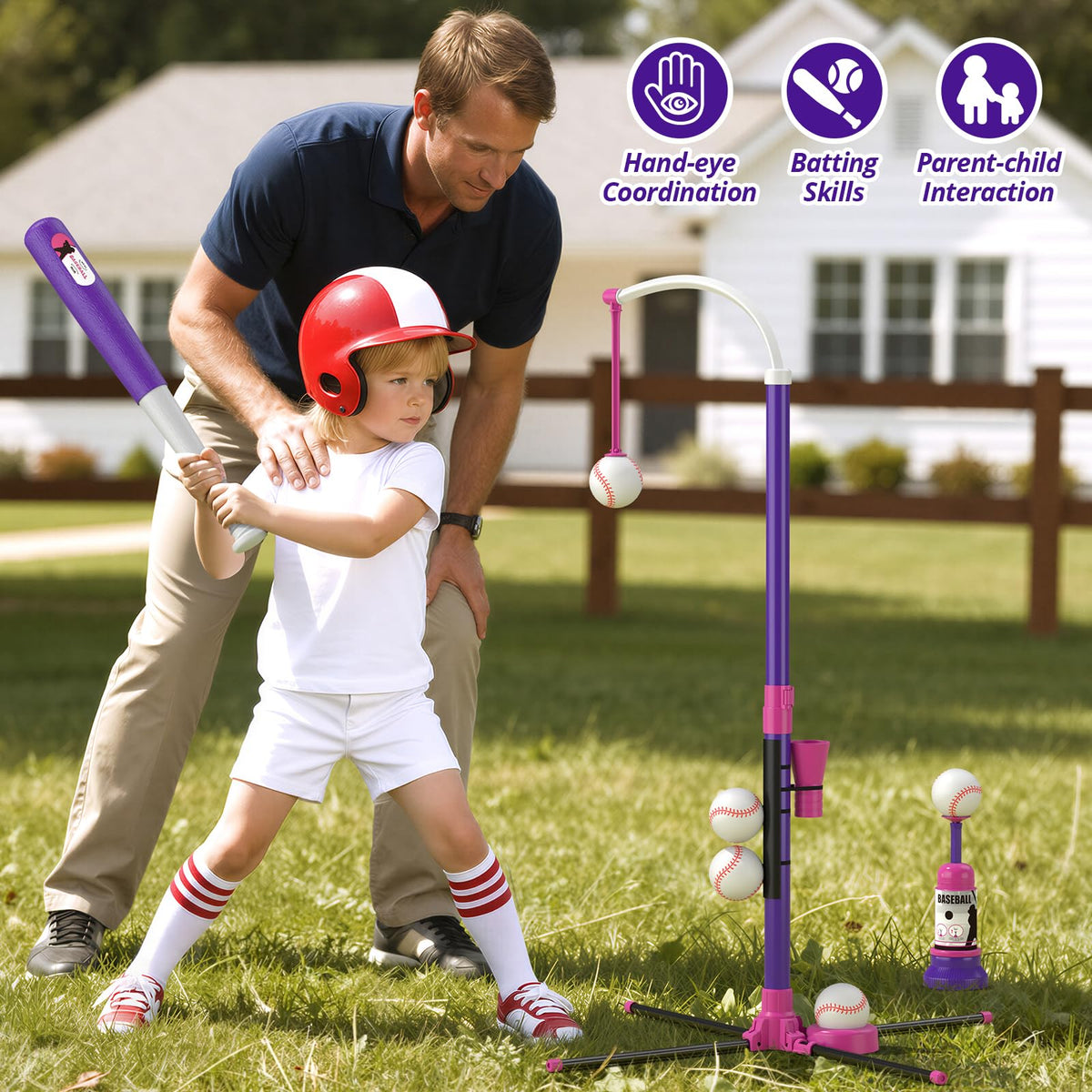 HYES baseball set includes six balls for continuous drills