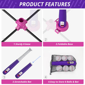 HYES baseball set sturdy X-base keeps teeball stable
