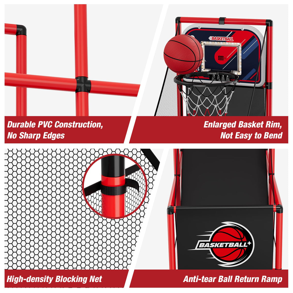 HYES two-in-one design blends basketball arcade and dart modes.