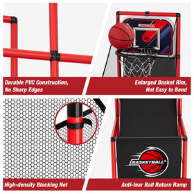 HYES two-in-one design blends basketball arcade and dart modes.