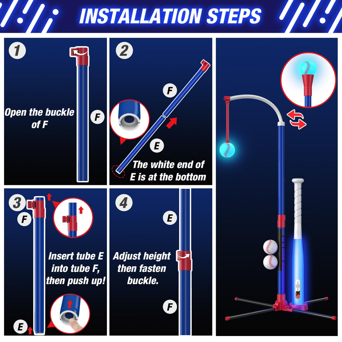 HYES bat handle portable light supports outdoor night play